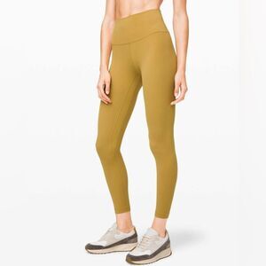 lululemon Align Pant II High Rise Tights 25" Grape Leaf Yellow Sz4